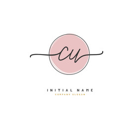 C U CU Beauty vector initial logo, handwriting logo of initial signature, wedding, fashion, jewerly, boutique, floral and botanical with creative template for any company or business.