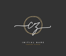 C Z CZ Beauty vector initial logo, handwriting logo of initial signature, wedding, fashion, jewerly, boutique, floral and botanical with creative template for any company or business.
