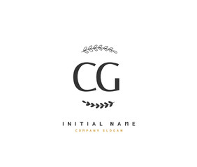 C G CG Beauty vector initial logo, handwriting logo of initial signature, wedding, fashion, jewerly, boutique, floral and botanical with creative template for any company or business.