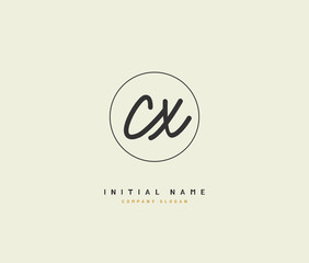 C X CX Beauty vector initial logo, handwriting logo of initial signature, wedding, fashion, jewerly, boutique, floral and botanical with creative template for any company or business.