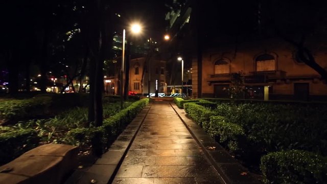 wet night park alley