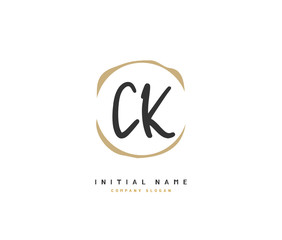 C K CK Beauty vector initial logo, handwriting logo of initial signature, wedding, fashion, jewerly, boutique, floral and botanical with creative template for any company or business.