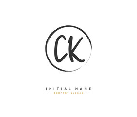 Fototapeta premium C K CK Beauty vector initial logo, handwriting logo of initial signature, wedding, fashion, jewerly, boutique, floral and botanical with creative template for any company or business.