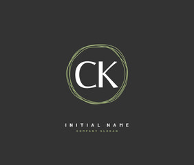 C K CK Beauty vector initial logo, handwriting logo of initial signature, wedding, fashion, jewerly, boutique, floral and botanical with creative template for any company or business.