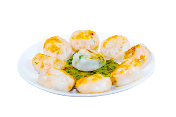 Fried leek dumplings, The appetizers are delicious  with colors White background look beautiful appropriate the background , idea copy space