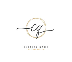 C Q CQ Beauty vector initial logo, handwriting logo of initial signature, wedding, fashion, jewerly, boutique, floral and botanical with creative template for any company or business.