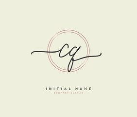 C Q CQ Beauty vector initial logo, handwriting logo of initial signature, wedding, fashion, jewerly, boutique, floral and botanical with creative template for any company or business.