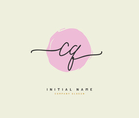 C Q CQ Beauty vector initial logo, handwriting logo of initial signature, wedding, fashion, jewerly, boutique, floral and botanical with creative template for any company or business.