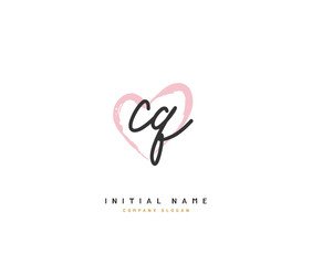 C Q CQ Beauty vector initial logo, handwriting logo of initial signature, wedding, fashion, jewerly, boutique, floral and botanical with creative template for any company or business.