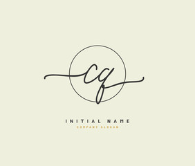 C Q CQ Beauty vector initial logo, handwriting logo of initial signature, wedding, fashion, jewerly, boutique, floral and botanical with creative template for any company or business.
