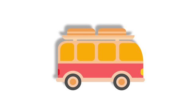 Camper Van Icon animation on white background. Icon design.Video animation.4K resolution video.