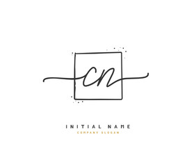 C N CN Beauty vector initial logo, handwriting logo of initial signature, wedding, fashion, jewerly, boutique, floral and botanical with creative template for any company or business.