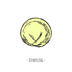 Dumpling. Vector cartoon illustration. Hand-drawn style. Isolated object on a white background.