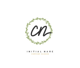 C N CN Beauty vector initial logo, handwriting logo of initial signature, wedding, fashion, jewerly, boutique, floral and botanical with creative template for any company or business.