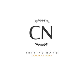 C N CN Beauty vector initial logo, handwriting logo of initial signature, wedding, fashion, jewerly, boutique, floral and botanical with creative template for any company or business.