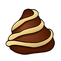 chocolate candy or cake with cream road mountain serpentine, festive dessert, color vector illustration with black contour lines isolated on white background in clip art and hand drawn style