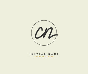 C N CN Beauty vector initial logo, handwriting logo of initial signature, wedding, fashion, jewerly, boutique, floral and botanical with creative template for any company or business.