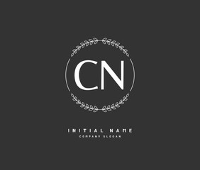 C N CN Beauty vector initial logo, handwriting logo of initial signature, wedding, fashion, jewerly, boutique, floral and botanical with creative template for any company or business.
