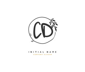 C D CD Beauty vector initial logo, handwriting logo of initial signature, wedding, fashion, jewerly, boutique, floral and botanical with creative template for any company or business.