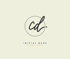 C D CD Beauty vector initial logo, handwriting logo of initial signature, wedding, fashion, jewerly, boutique, floral and botanical with creative template for any company or business.