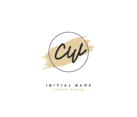 C W CW Beauty vector initial logo, handwriting logo of initial signature, wedding, fashion, jewerly, boutique, floral and botanical with creative template for any company or business.