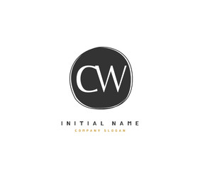 C W CW Beauty vector initial logo, handwriting logo of initial signature, wedding, fashion, jewerly, boutique, floral and botanical with creative template for any company or business.