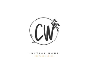 C W CW Beauty vector initial logo, handwriting logo of initial signature, wedding, fashion, jewerly, boutique, floral and botanical with creative template for any company or business.