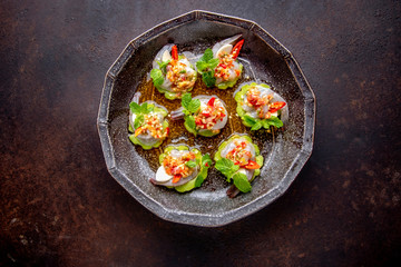 Shrimp in fish sauce, shrimp in fish sauce, hot and spicy, seafood Thai (spicy salad shrimp in fish sauce) , Thai spicy salad