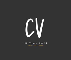 C V CV Beauty vector initial logo, handwriting logo of initial signature, wedding, fashion, jewerly, boutique, floral and botanical with creative template for any company or business.