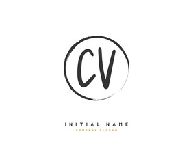 C V CV Beauty vector initial logo, handwriting logo of initial signature, wedding, fashion, jewerly, boutique, floral and botanical with creative template for any company or business.