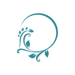 round flower frame logo vector illustrations. circle floral ornament graphic element