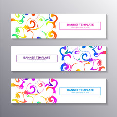 Modern banner template with abstract liquid gradient marble background, Corporate web header, footer