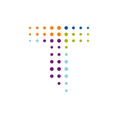 creative initial T Letter T logo design vector. abstract dots halftones graphic concept