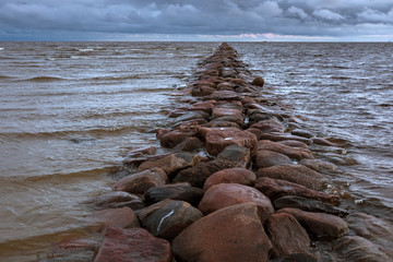 Old stone mole in Parnu bay. Was built in 1863-1864. The length is about two kilometers. Parnu Bay...