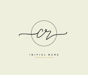 C R CR Beauty vector initial logo, handwriting logo of initial signature, wedding, fashion, jewerly, boutique, floral and botanical with creative template for any company or business.