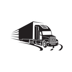 on the road truck logo design vector. heavy transportation logotype sign illustration