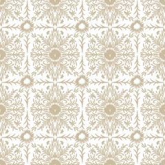 Foto op Plexiglas A seamless vector pattern with botanical lace squares in light colors. Vintage surface print design. Great for backgeounds, stationery, wedding cards, invitations and gift wrap. © rysunki.malunki