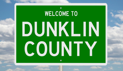 Rendering of a 3d green highway sign for Dunklin County