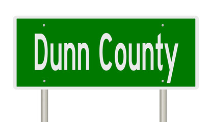 Rendering of a 3d green highway sign for Dunn County