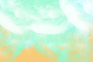 Naklejka na ściany i meble Sea and sand beach in aqua menthe color tone for background, digital illustration