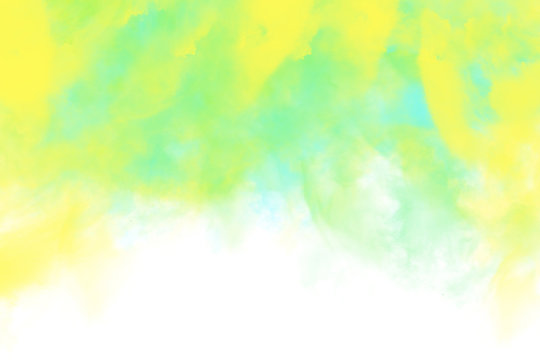 Abstract image of color powder in yellow and green shades, digital illustration