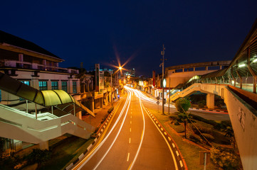 Fototapeta na wymiar Light Trail in the nightscape from Georgetown, Penang circa 2011