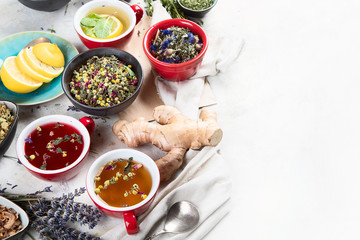 Different kinds of herbal tea.