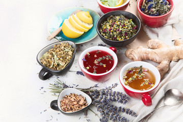 Different kinds of herbal tea.