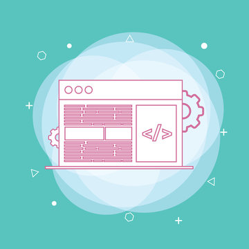 Programming, coding, best programming languages, flat illustration concept. Concept of line icon