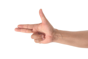 hand of man show in gestures isolated on white