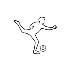 Fototapeta na wymiar soccer or football icon. vector flat outline silhouette illustration for graphic and web design isolated on white background. sport soccer or football design for symbol, logo, website, app.
