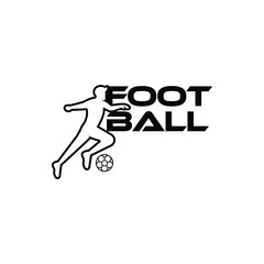 Football vector illustration. Sport Logo with football text and football player figure isolated on white background. Vector design template for football championship or competition design element.