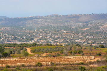 Fototapeta na wymiar The view of Lebanon from the boarder of Israel.