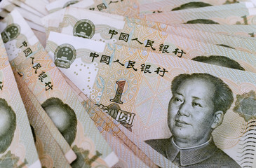 China rmb 1 dollar cash close up view